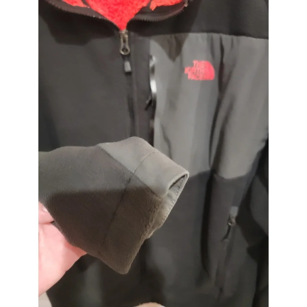 The North Face Denali 2 Fleece Jacket Mens XL‎ Black Red Sherpa Lined Full Zip